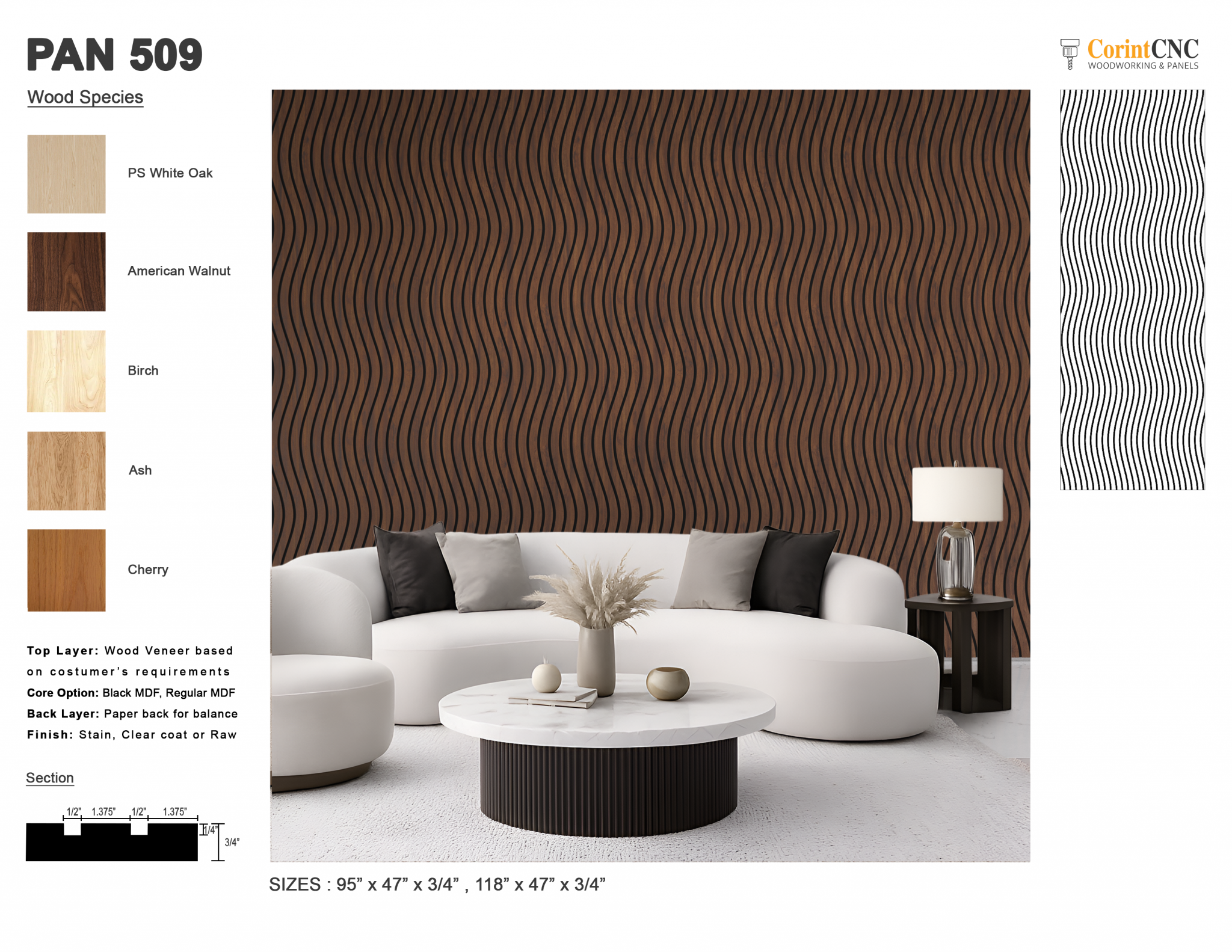 Wall panel PAN 509 | Corint CNC Woodworking and Panels