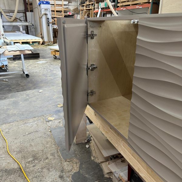 Custom Base Cabinet with PAN 010 3D Wave Door Fronts