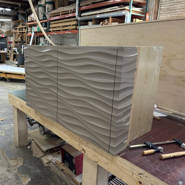 Custom Base Cabinet with PAN 010 3D Wave Door Fronts