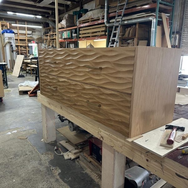 custom vanity solid white oak